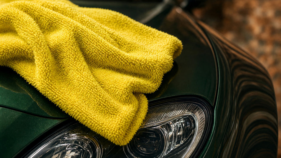 New In mega menu, yellow microfiber on car headlight, full bleed