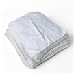 sewing little square white toweling rags