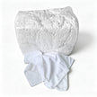 sewing little square white toweling rags